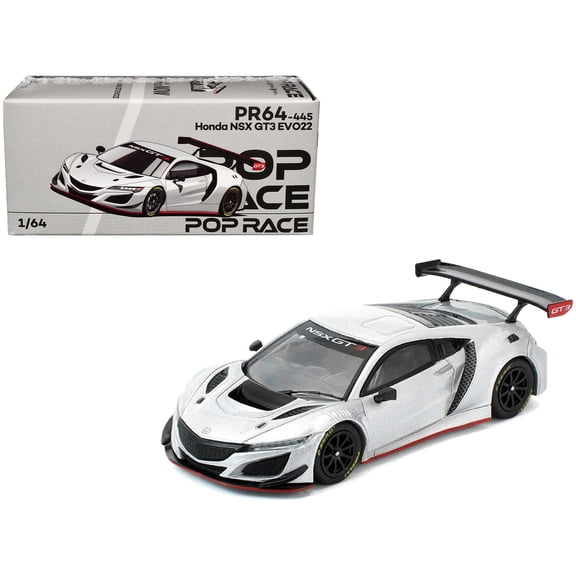 Honda NSX GT3 EVO22 Silver Metallic "Brazilian Event Exclusive" 1/64 Die Cast Model Car by Pop Race