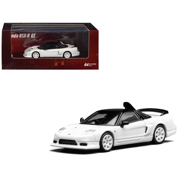 Honda NSX-R GT RHD (Right Hand Drive) Championship White with Black Top "Intern 64" Series 1/64 Diecast Model Car by MotorHelix