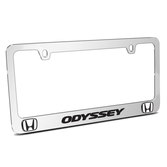 Honda Odyssey Dual Logo 3D Embossed Letters on Mirror Chrome Metal License Plate Frame
