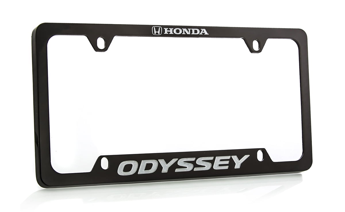 Honda Odyssey wordmark Black Coated Zinc Metal License Plate Frame Holder Bottom Engraved 4 Hole