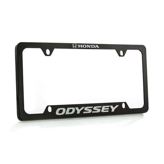 Honda Odyssey wordmark Black Coated Zinc Metal License Plate Frame Holder Bottom Engraved 4 Hole