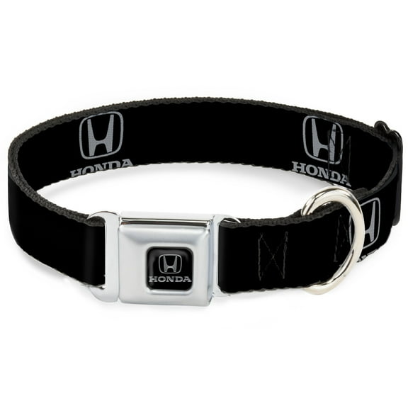 Honda Pet Collar, Dog Collar Metal Seatbelt Buckle, Honda Logo Black Silver, 9.5 to 13 Inches 1.0 Inch Wide