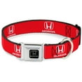 thumbnail image 1 of Honda Pet Collar, Dog Collar Metal Seatbelt Buckle, Honda Logo Red White, 9.5 to 13 Inches 1.0 Inch Wide, 1 of 2