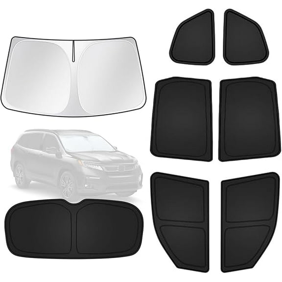 for Honda Pilot 2016-2022 Car Window Shades, 8pcs Privacy Sun Shade Set for Front Windshield Side and Rear Windows, Full Window Covers Keeps vehicle Cool for Camping Napping