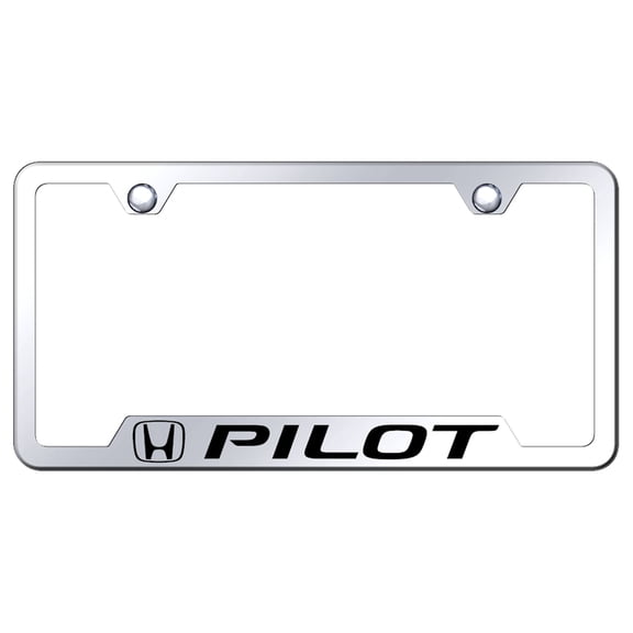 Honda Pilot Laser Etched Logo Cut-Out License Plate Frame (Chrome)