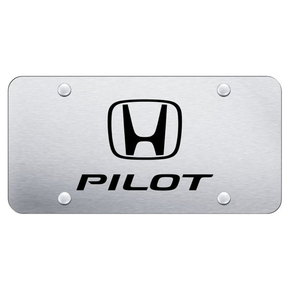 Honda Pilot Laser Etched Logo License Plate (Brushed Chrome)