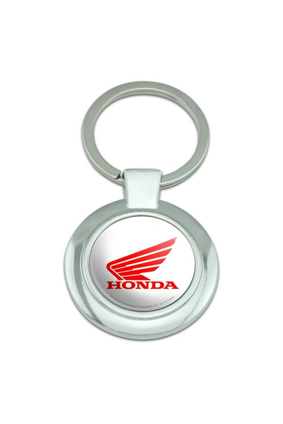 Honda Powersports Logo Keychain Classy Round Chrome Plated Metal