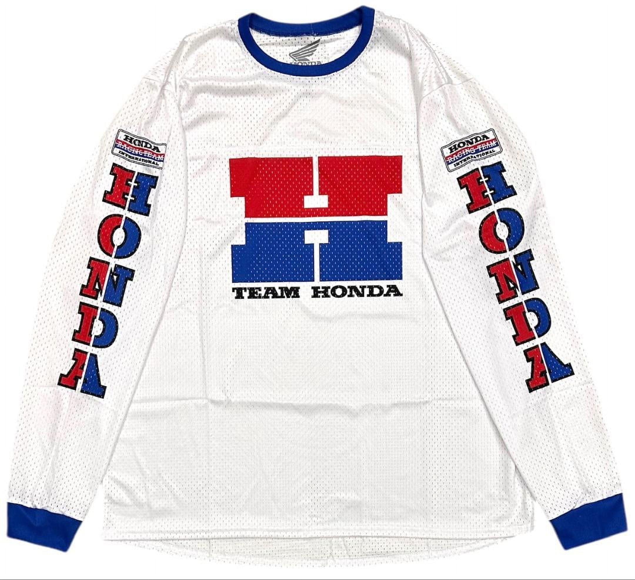 Honda Racing Men's Alpha White Long Sleeve Crewneck Mesh Jersey Shirt (Large, White)