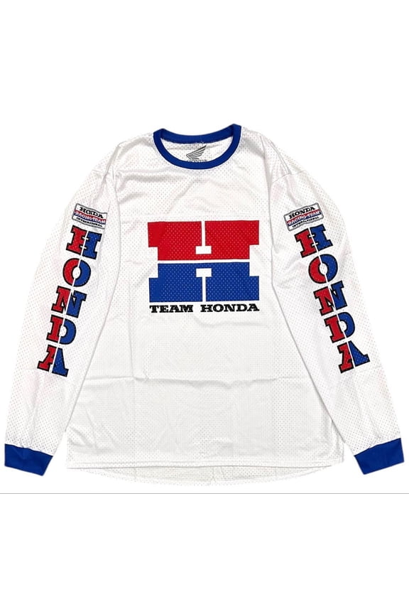 Racing Men's Alpha White Long Sleeve Crewneck Mesh Jersey Shirt (X-Large, White)