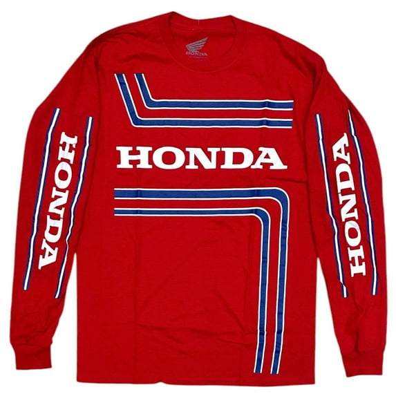 Honda Racing Men's T-Shirt No Lanes Long Sleeve Crewneck Tee (X-Large, Red)