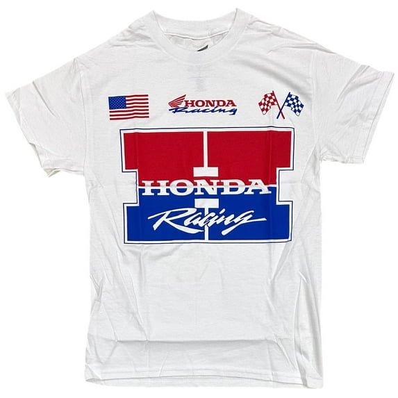 Honda Racing Men's T-Shirt Track Time Short Sleeve Crewneck Tee (Small, White)