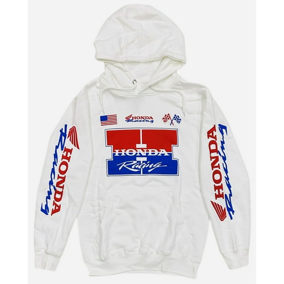 Honda Racing Team Men's Track Time Hoodie Sweatshirt (Large, White)
