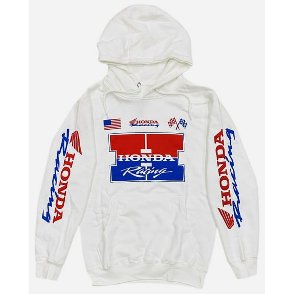 Honda Racing Team Men's Track Time Hoodie Sweatshirt (Medium, White)