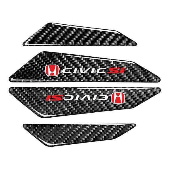 Honda Red Logo Civic Si Black Real Carbon Fiber Auto Door Edge Guard Sticker