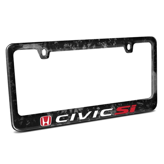 Honda Red Logo Civic Si Real Black Forged Carbon Fiber License Plate Frame