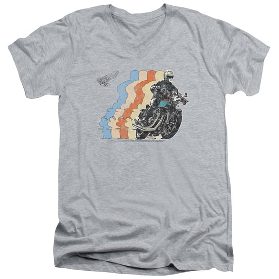 Honda Retro Honda S/S Adult V-Neck T-Shirt 30/1 T-Shirt Athletic Heather