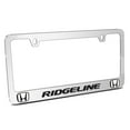 thumbnail image 1 of Honda Ridgeline Dual Logo 3D Embossed Letters on Mirror Chrome Metal License Plate Frame, 1 of 8