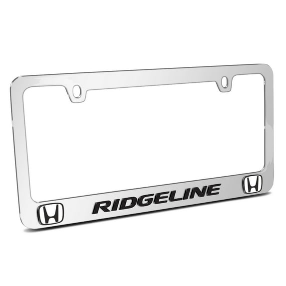 Honda Ridgeline Dual Logo 3D Embossed Letters on Mirror Chrome Metal License Plate Frame