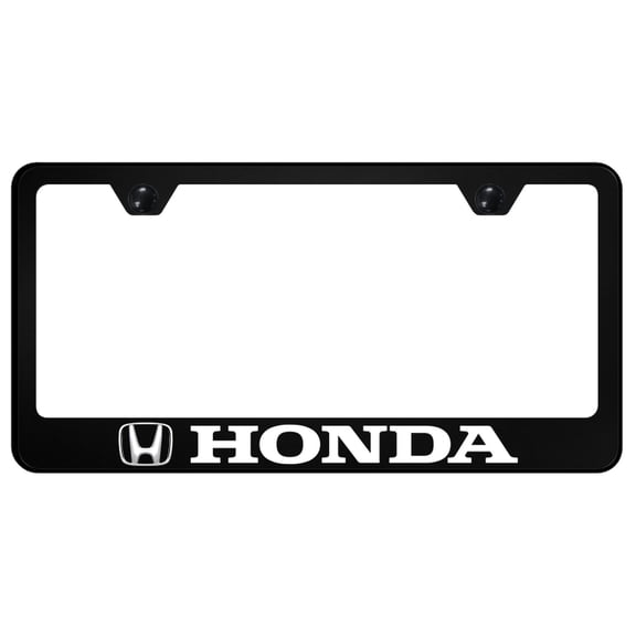 Honda License Plate Frame Logo on Black Polycarbonate