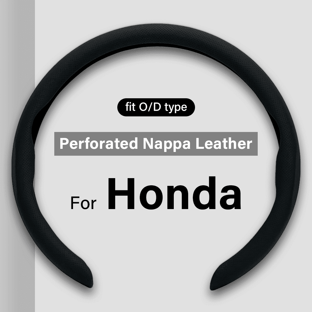 For Honda Ultra-thin Nappa Leather Steering Wheel Cover, Clip on Breathable and Anti-Slip Design, Black Car Accessories Fit for 14.5”-15” Steering Wheels