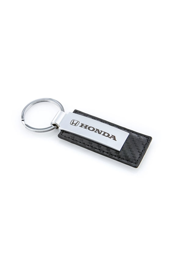 Wordmark Black Carbon Fiber Leather Keychain