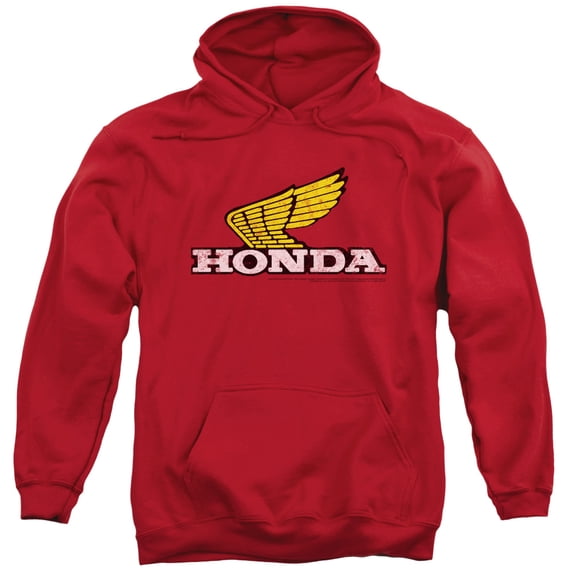 Honda Yellow Wing Logo Adult Pullover Hoodie Sweatshirt Red