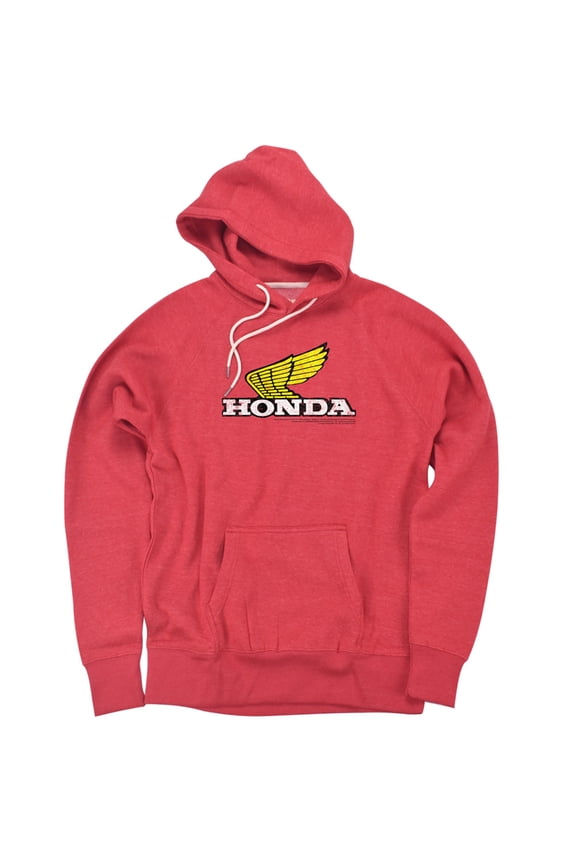 Yellow Wing Logo Unisex Adult Slim Fit Pull-Over Heather Hoodie, Red, Medium