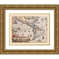 thumbnail image 1 of Hondius 18x15 Gold Ornate Wood Framed with Double Matting Museum Art Print Titled - America - Hondius 1607, 1 of 4