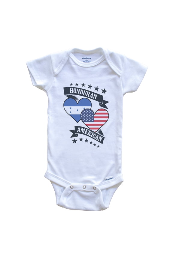 Honduran American Heart Flags Honduras America Baby Bodysuit, 3-6 months white