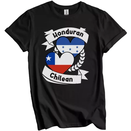 Honduran Chilean Heart Flags Honduras Chile T-Shirt Gift for Men Women Unisex Tee