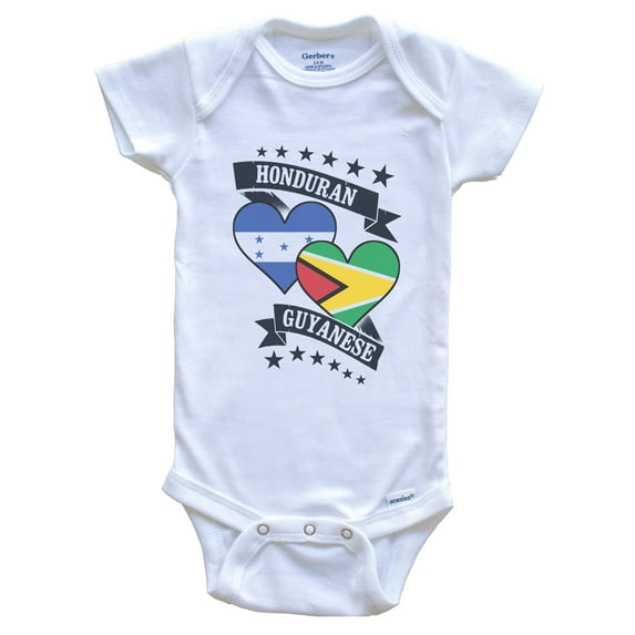 Honduran Guyanese Heart Flags Honduras Guyana Baby Bodysuit, 0-3 months white