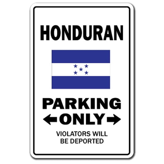 Honduran Parking Aluminum Sign | Indoor/Outdoor | Funny Home Décor for Garages, Living Rooms, Bedroom, Offices | SignMission Gag Novelty Gift Funny Honduros Central America Sign Wall