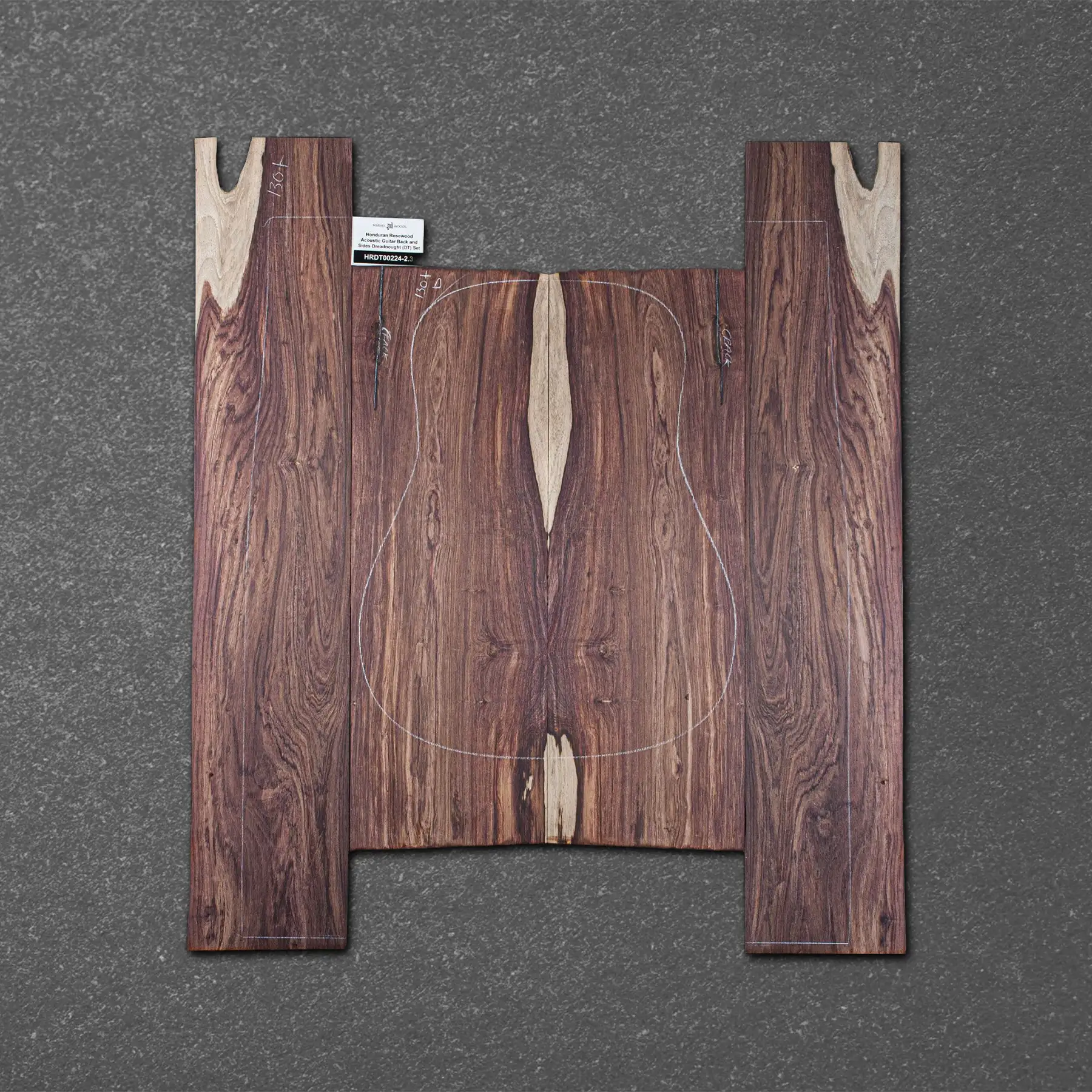 Honduran Rosewood Acoustic Guitar Back and Sides Dreadnought (DT) Set – HRDT000224-2.3