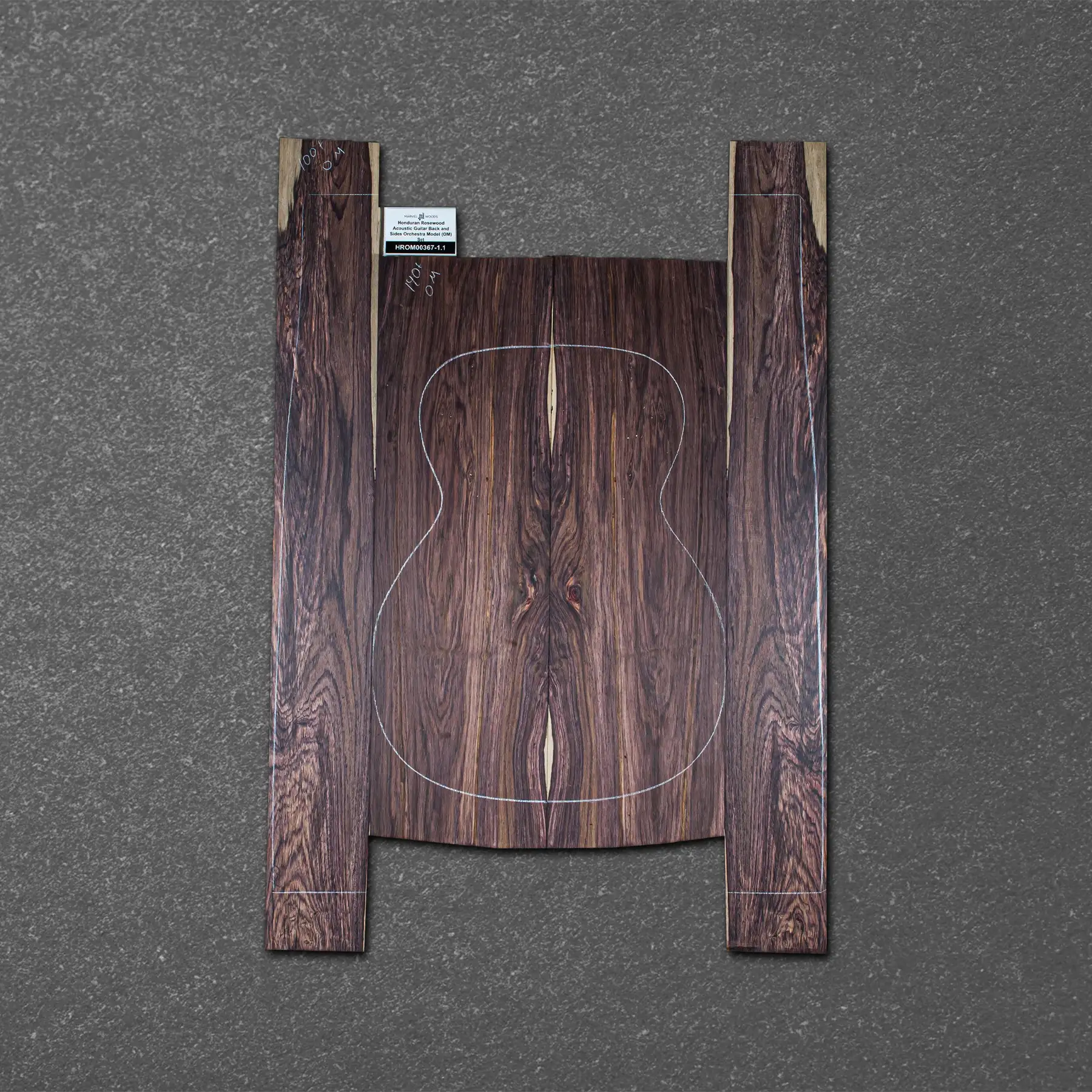 Honduran Rosewood Acoustic Guitar Back and Sides Orchestra Model (OM) Set – HROM000367-1.1