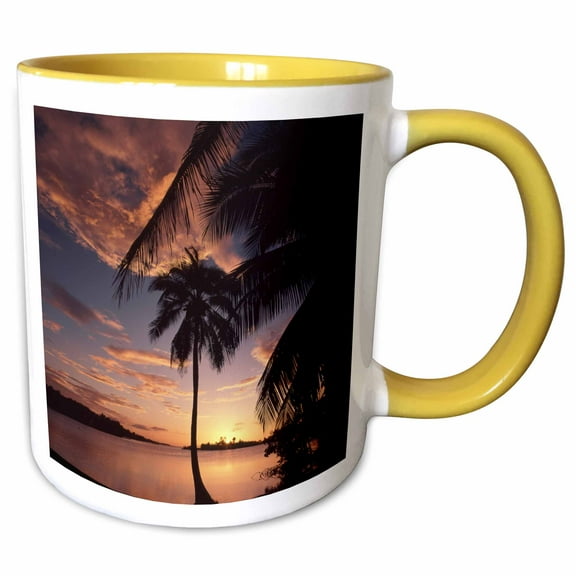 3drose, Honduras, Bay Islands, Roatan, Anthonys Key Resort, Sunset, 11oz Two-tone Yellow Mug