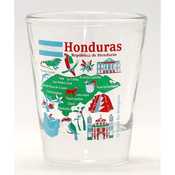 Honduras Central America Landmarks and Icons Collage Shot Glass