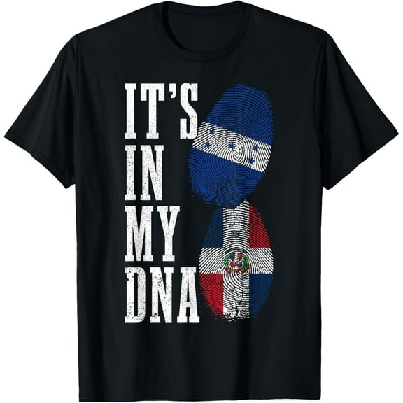 Honduras Dominican Republic DNA Honduran Flag Pride Heritage T-ShirtMen and women, White Black T-shirt, size: Extra large S-902XL