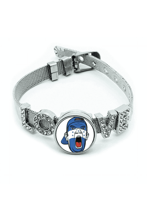 Honduras Flag Facial Makeup Head Screang Cap Bracelet Wristband Crystal Love Adjustable Bangle