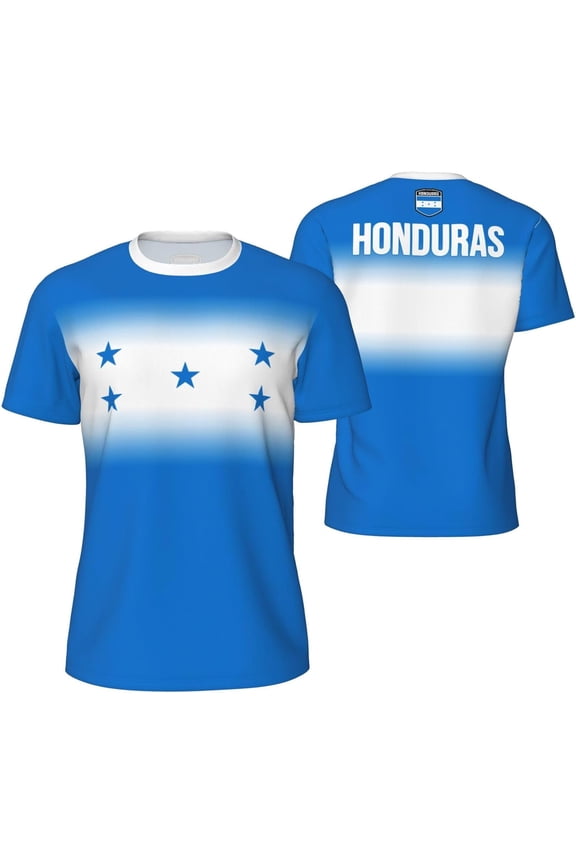 Honduras Flag Gradation T-Shirt Sports Jerseys for Running Soccer Tennis Fitness