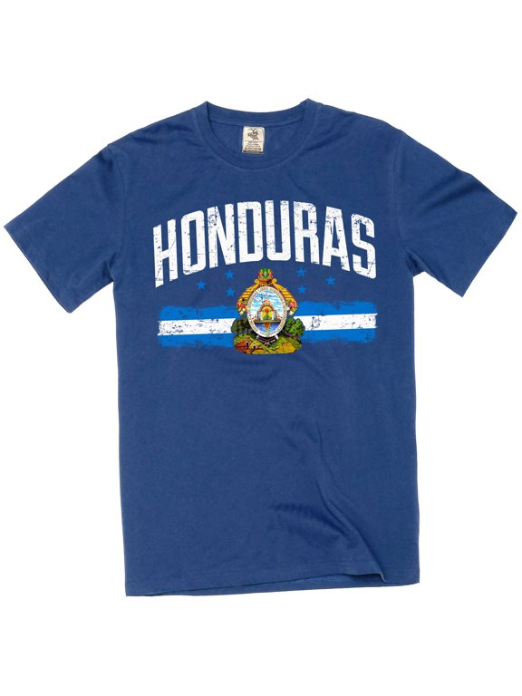 Honduras T-Shirt Mens Shirt Flag Coat of arms Tee (Medium Navy Blue)