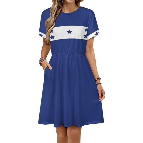 Honduras Flag Women's Dress Short Sleeve Summer Sundress Summer Women Clothes