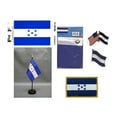 thumbnail image 1 of Honduras Heritage Flag Pack - Includes a Honduran 3x5' Flag, Vinyl Flag Decal, One Single & One Double Friendship Flag Lapel Pin, Miniature Desk Flag with Stand & One Iron-On Flag Patch, 1 of 1