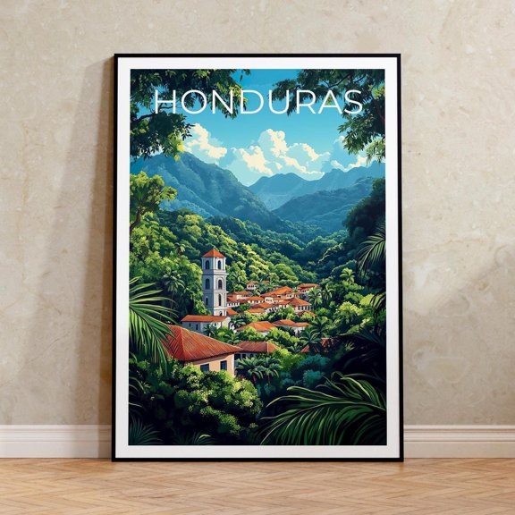 Honduras Jungle Village Rainforest Wall Art Decor Unframed Paper Print