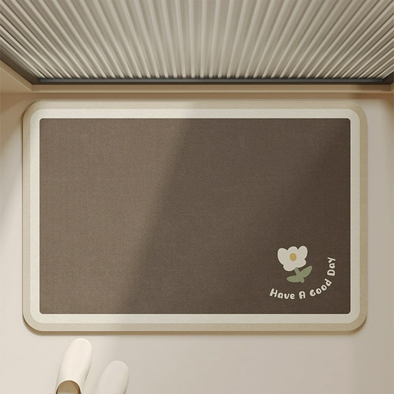 Honeeladyy 1 PC Bathroom Mat Rug Rubber Non Slip Quick Dry Super Absorbent Thin Bathroom Rug with Small Flower Pattern for Bathtub Shower Room Sink