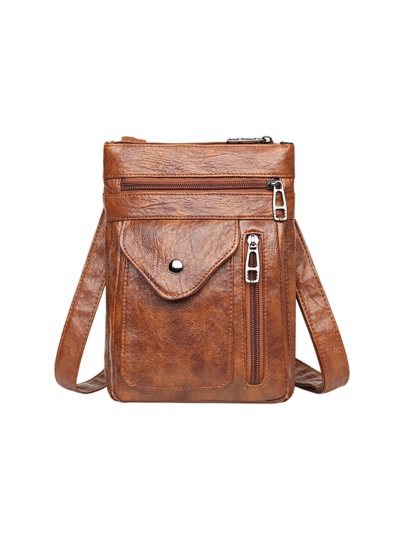 1 PC PU Leather Crossbody Sling Backpack Shoulder Bag with adjustable Strap Cell Phone Purse Wallet for Men Women