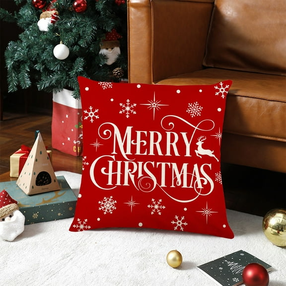 Honeeladyy 1 PC Polyester Christmas Pillow Case – Soft Fade-Resistant Machine Washable Pillow Cover with Hidden Zipper for Holiday Home Decor, 17.72"x17.72"