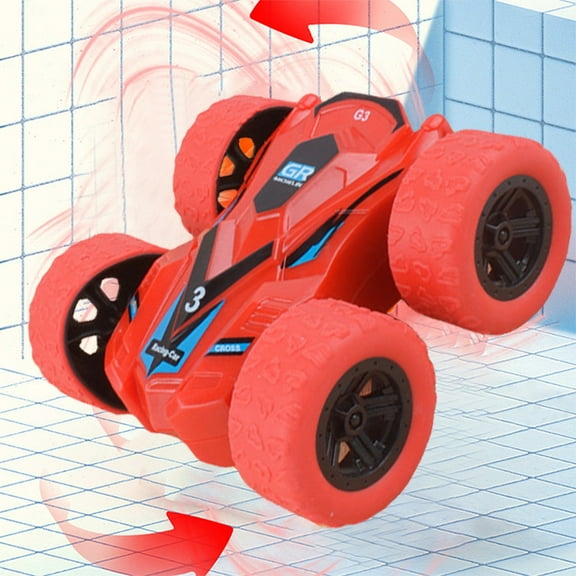 Honeeladyy 1 PC Stunt Car Toy Push & Pull Friction Powered Toy Car Push and Go Vehicles Cars Toy 360-degree Flips Rotating Car Toy Christmas Birthday New Year Gift