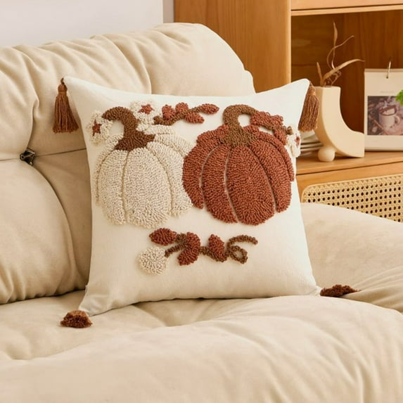 Honeeladyy 1 Pcs Halloween Pillow Cover Pillowcase Soft Fade Resistant Polyester Decorative Cushion Case with Hidden Zipper for Sofa Bed Living Room Seasonal Decor, 17.72"x17.72"