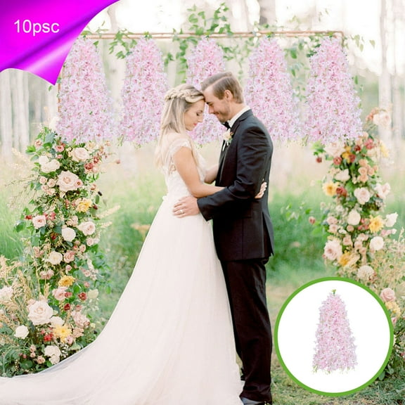 Honeeladyy 10Pcs Artificial Lilac Flowers 23.62in/Piece Dense Artificial Fake Waterproof UV Resistant Lilac Flowers Hanging Garland Silk Flowers String Home for Party Housewarming Wedding Decor