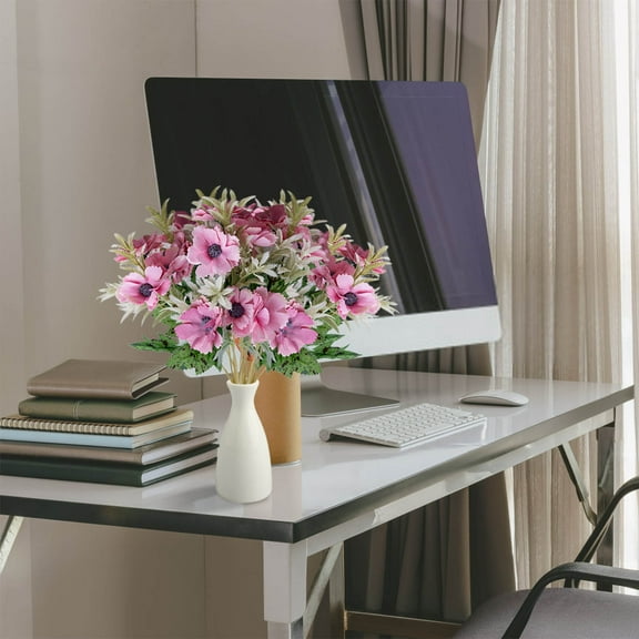 Honeeladyy 12.5in Hot Pink Artificial Flowers Outdoor UV Resistant Fake Silk Flowers for Wedding Centerpieces Bouquets DIY Floral Decor Home Decoration with Stems